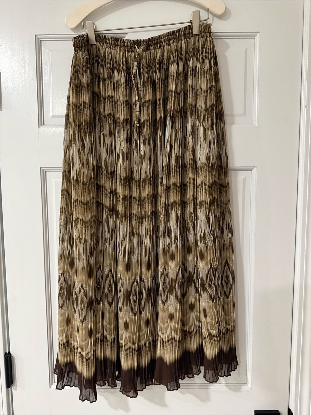Alfred Dunner Brown Tie-Dye Pleated Maxi Skirt Elastic Waist Lined Vintage 18W